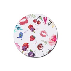 Hand Painted Summer Background  Rubber Coaster (round)  by TastefulDesigns