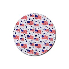 Flag Of The Usa Pattern Rubber Round Coaster (4 Pack)  by EDDArt