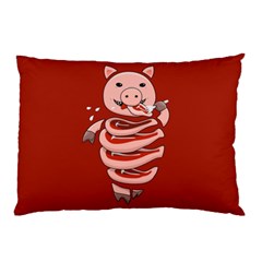 Red Stupid Self Eating Gluttonous Pig Pillow Case by CreaturesStore