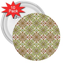 Colorful Stylized Floral Boho 3  Buttons (10 Pack)  by dflcprints