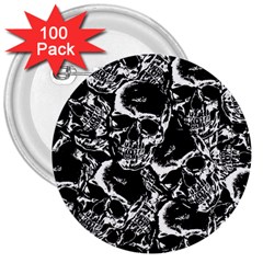 Skulls Pattern 3  Buttons (100 Pack)  by ValentinaDesign