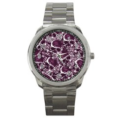 Skull Pattern Sport Metal Watch by ValentinaDesign