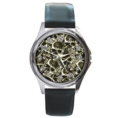 Skull Pattern Round Metal Watch by ValentinaDesign