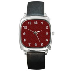 Floral Pattern Square Metal Watch by ValentinaDesign