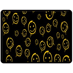 Face Smile Bored Mask Yellow Black Double Sided Fleece Blanket (large)  by Mariart