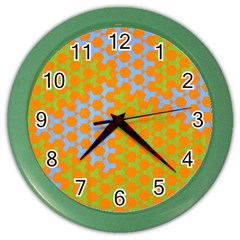 Green Blue Orange Color Wall Clocks by Mariart