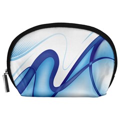 Glittering Abstract Lines Blue Wave Chefron Accessory Pouches (large)  by Mariart