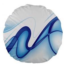 Glittering Abstract Lines Blue Wave Chefron Large 18  Premium Flano Round Cushions by Mariart