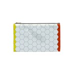 Hex Grid Plaid Green Yellow Blue Orange White Cosmetic Bag (Small)  Front