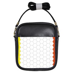 Hex Grid Plaid Green Yellow Blue Orange White Girls Sling Bags by Mariart