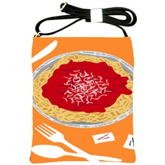 Instant Noodles Mie Sauce Tomato Red Orange Knife Fox Food Pasta Shoulder Sling Bags by Mariart