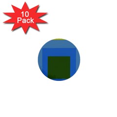 Plaid Green Blue Yellow 1  Mini Buttons (10 Pack)  by Mariart