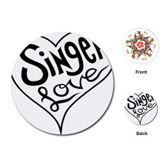 Singer Love Sign Heart Playing Cards (round)  by Mariart