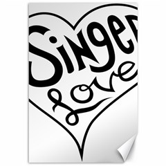 Singer Love Sign Heart Canvas 12  X 18   by Mariart