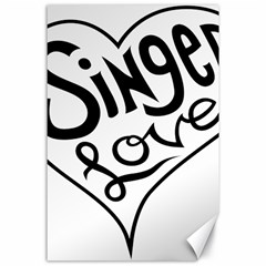 Singer Love Sign Heart Canvas 24  X 36  by Mariart