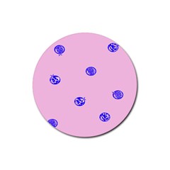 Star Space Balloon Moon Blue Pink Circle Round Polkadot Rubber Round Coaster (4 Pack)  by Mariart