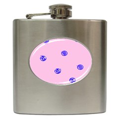 Star Space Balloon Moon Blue Pink Circle Round Polkadot Hip Flask (6 Oz) by Mariart