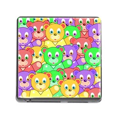 Cute Cartoon Crowd Of Colourful Kids Bears Memory Card Reader (square)