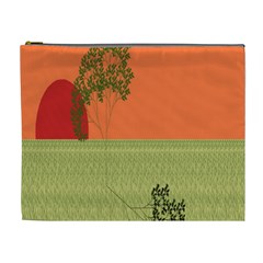 Sunset Orange Green Tree Sun Red Polka Cosmetic Bag (xl)
