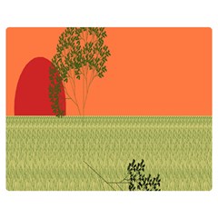 Sunset Orange Green Tree Sun Red Polka Double Sided Flano Blanket (medium)  by Mariart