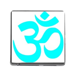 Hindu Om Symbol (cyan) Memory Card Reader (square) by abbeyz71