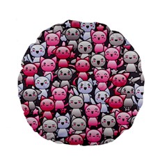 Cute Doodle Wallpaper Cute Kawaii Doodle Cats Standard 15  Premium Flano Round Cushions