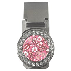 Pink Flower Pattern Money Clips (cz)  by Nexatart