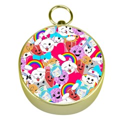 Cute Cartoon Pattern Gold Compasses