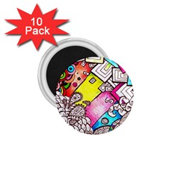 Beautiful Colorful Doodle 1 75  Magnets (10 Pack) 