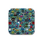 Colorful Drawings Pattern Rubber Square Coaster (4 pack) 
