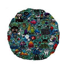 Colorful Drawings Pattern Standard 15  Premium Round Cushions by Nexatart