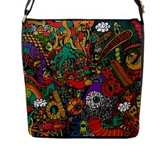 Monsters Colorful Doodle Flap Messenger Bag (l)  by Nexatart