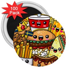 Cute Food Wallpaper Picture 3  Magnets (100 Pack) by Nexatart