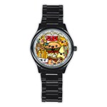 Cute Food Wallpaper Picture Stainless Steel Round Watch Front