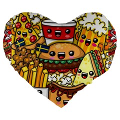 Cute Food Wallpaper Picture Large 19  Premium Flano Heart Shape Cushions by Nexatart