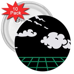 Illustration Cloud Line White Green Black Spot Polka 3  Buttons (10 Pack)  by Mariart