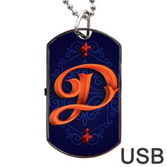 Marquis Love Dope Lettering Blue Red Orange Alphabet P Dog Tag Usb Flash (one Side) by Mariart