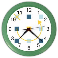 Plaid Arrow Yellow Blue Key Color Wall Clocks by Mariart