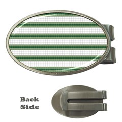 Plaid Line Green Line Horizontal Money Clips (oval)  by Mariart