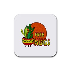 Cactus - Free Hugs Rubber Coaster (square)  by Valentinaart