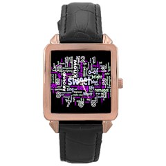 Writing Color Rainbow Sweer Love Rose Gold Leather Watch  by Mariart