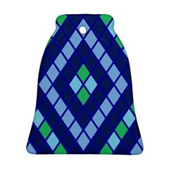 Blue Diamonds Green Grey Plaid Line Chevron Ornament (bell)