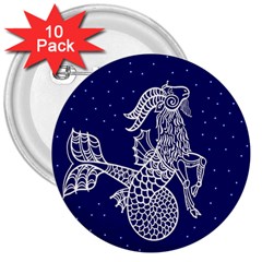 Capricorn Zodiac Star 3  Buttons (10 Pack)  by Mariart