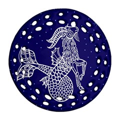 Capricorn Zodiac Star Round Filigree Ornament (two Sides)