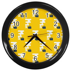 Fog Machine Fogging White Smoke Yellow Wall Clocks (black) by Mariart