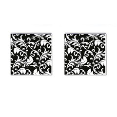 Black And White Floral Patterns Cufflinks (square) by Nexatart