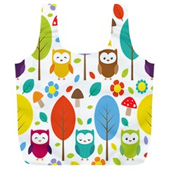 Cute Owl Full Print Recycle Bags (l)  by Nexatart