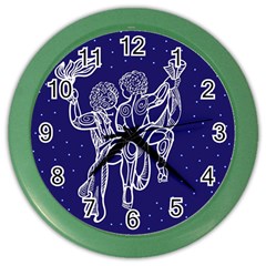 Gemini Zodiac Star Color Wall Clocks by Mariart