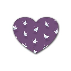 Goose Swan Animals Birl Origami Papper White Purple Heart Coaster (4 Pack)  by Mariart