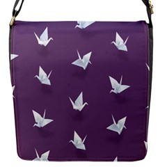 Goose Swan Animals Birl Origami Papper White Purple Flap Messenger Bag (s)